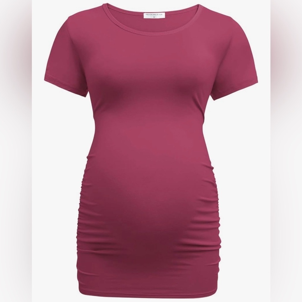 Red V-Neck Short Sleeve Top Maternity
